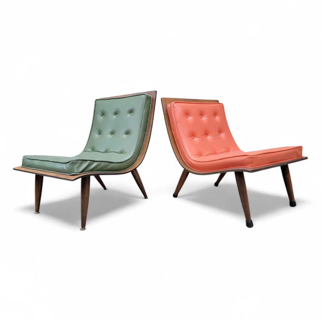 Mid Century Modern Retro His & Hers Bentwood Scoop Chairs - Set of 2