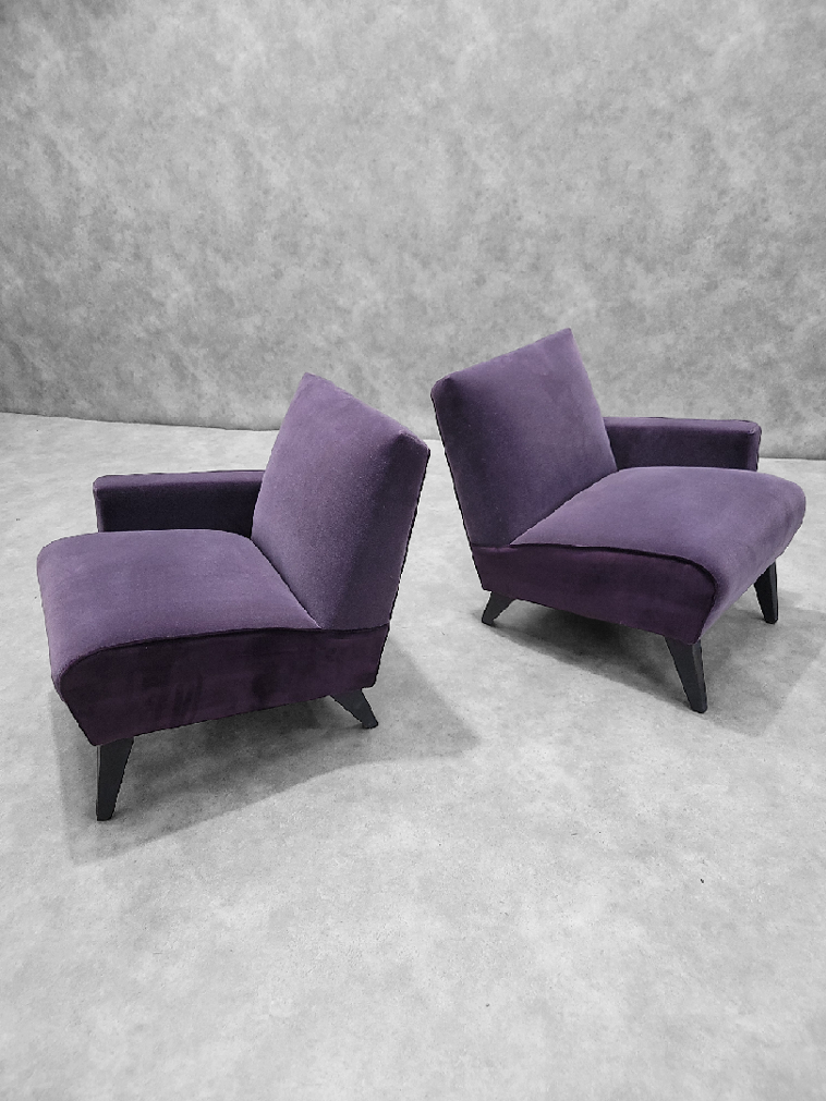 Mid Century Modern Jens Risom Split Single Arm Lounge Chairs Newly Reupholstered - Set of 2