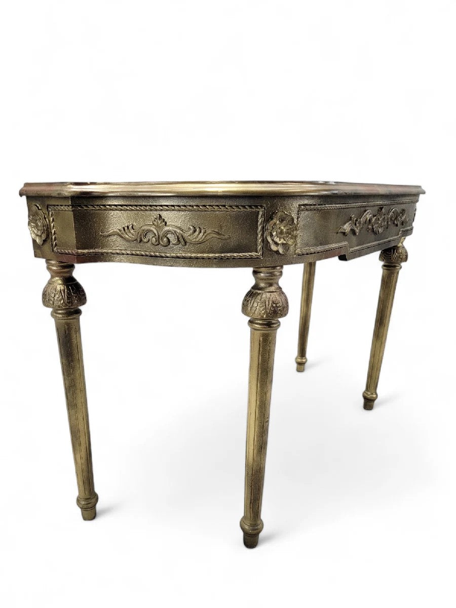 Vintage French Louis XVI Style Gold Gilt Demilune Console Table