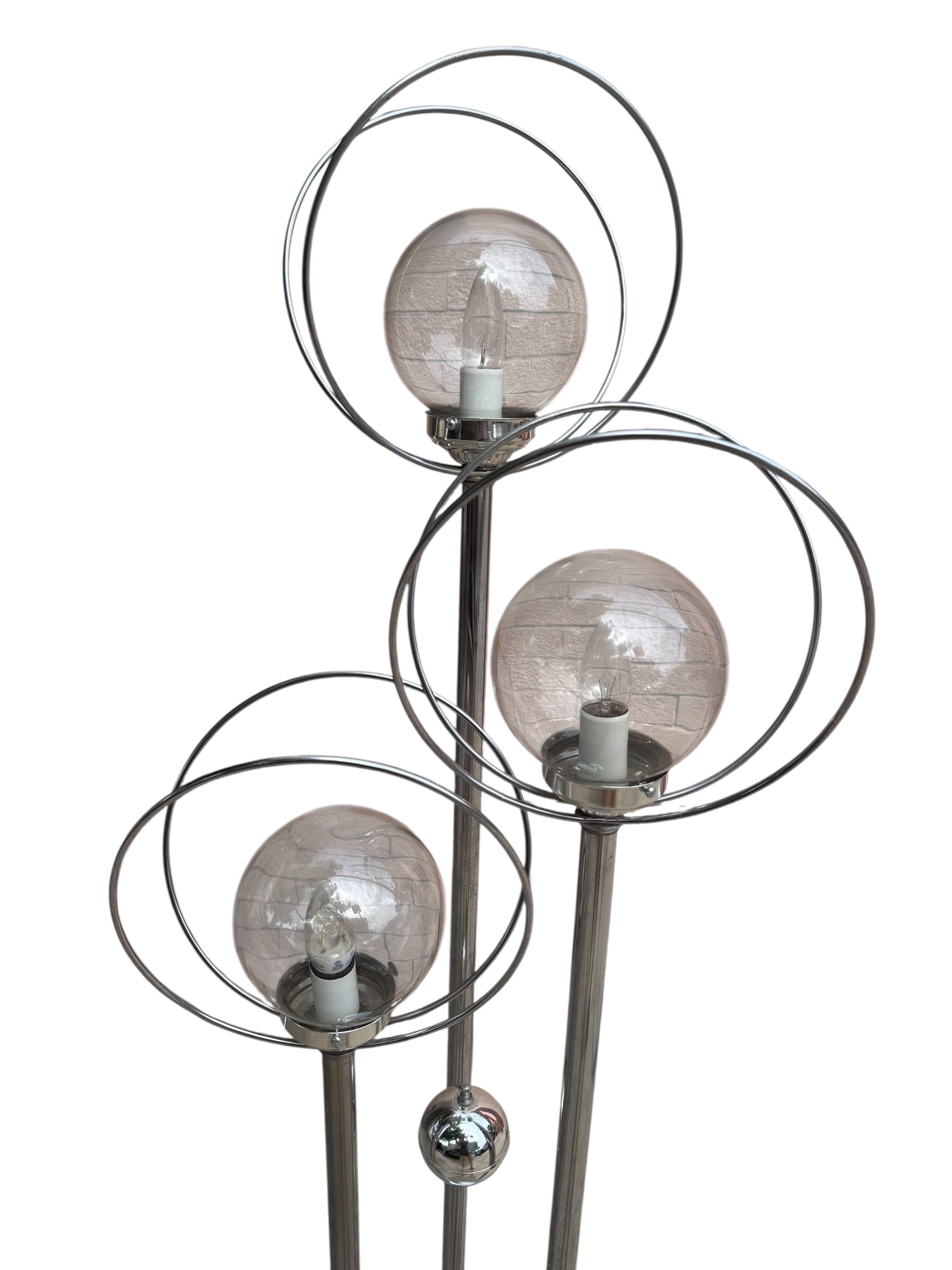Mid Century Modern Chrome 3 Light Orb Floor Lamp