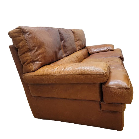 Vintage Italian Distressed Cognac Leather Sofa