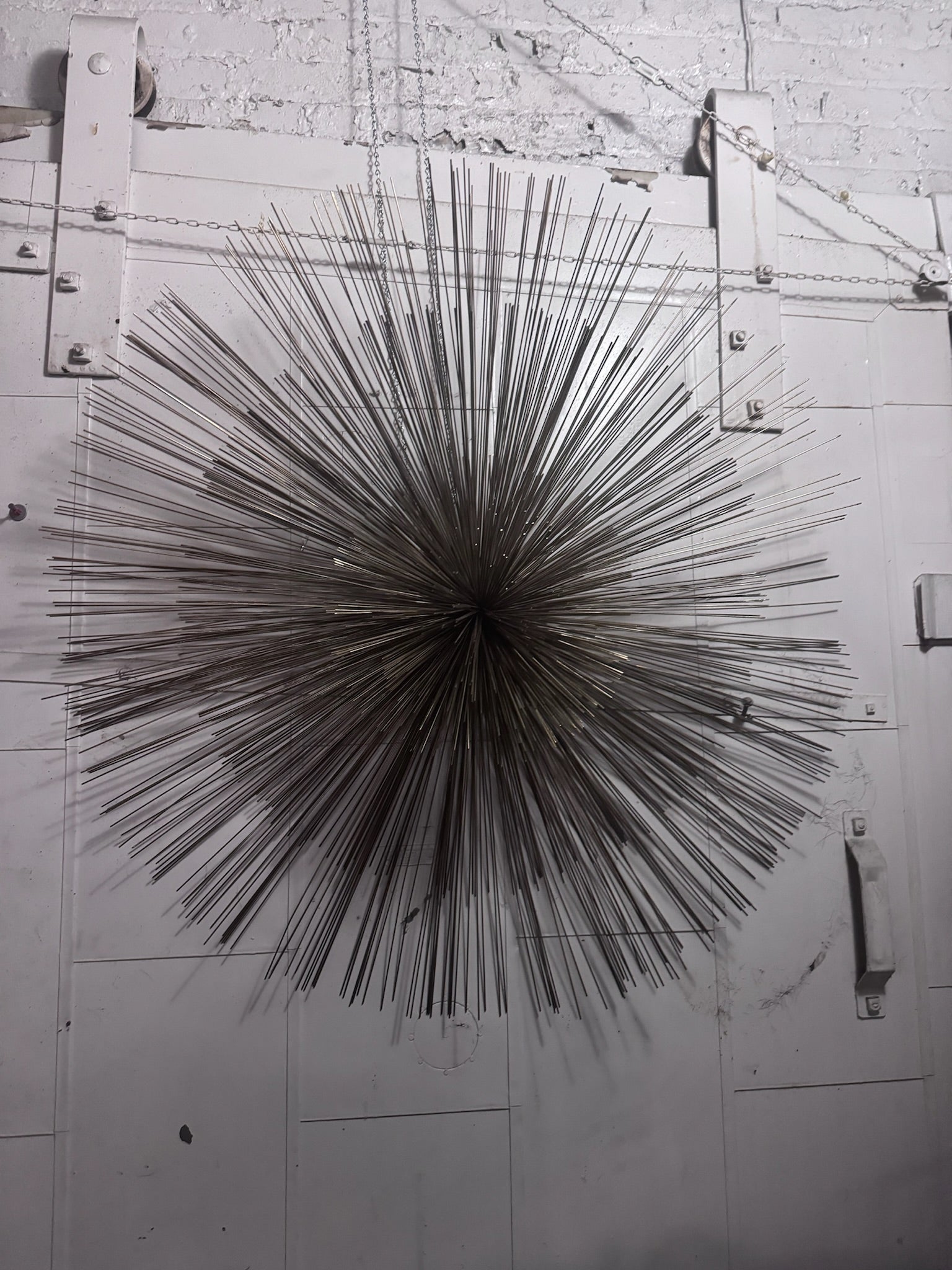 Mid Century Modern Curtis Jeré Nickel Sea Urchin/Pom-Pom Wall Sculpture