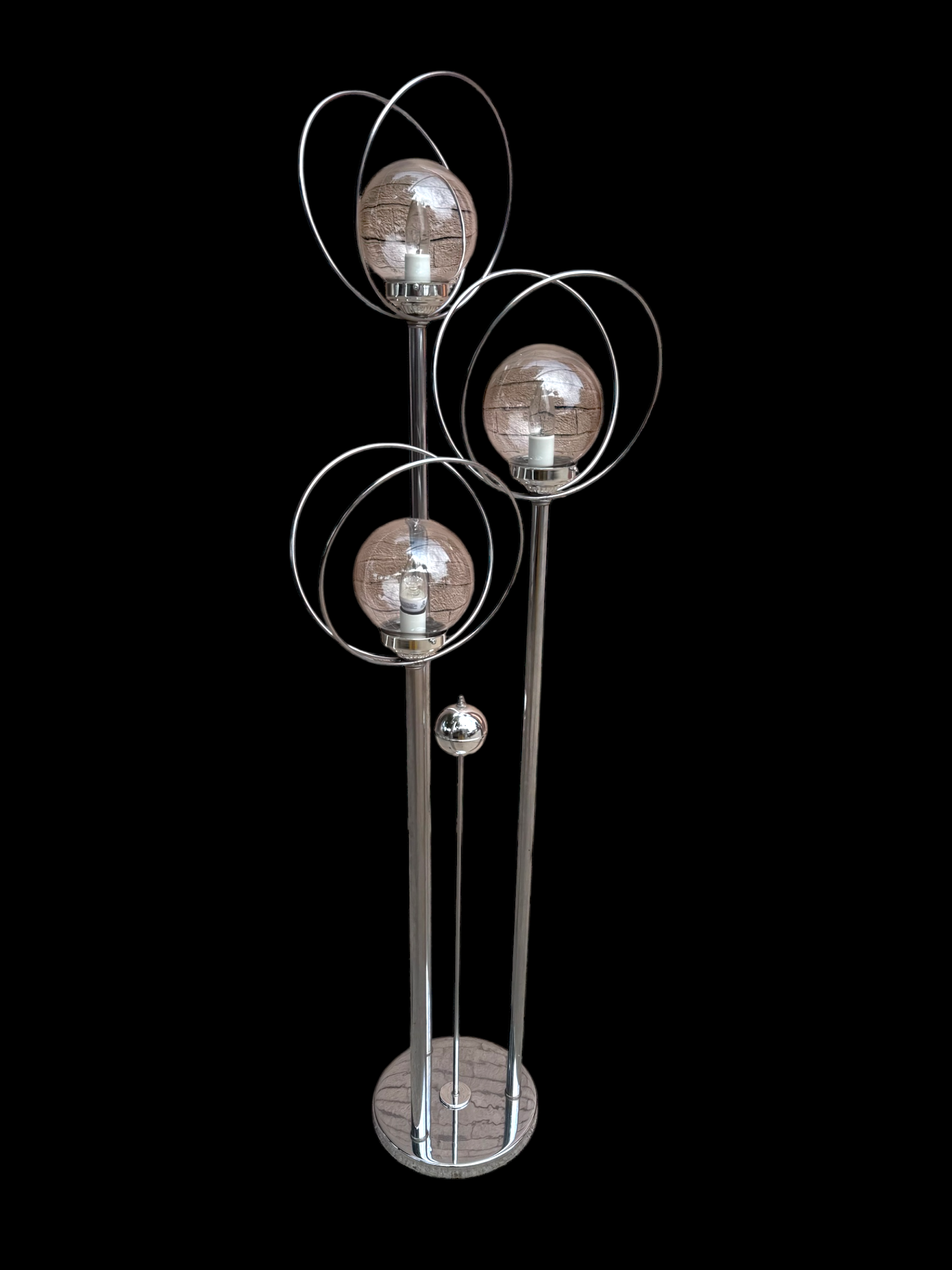 Mid Century Modern Chrome 3 Light Orb Floor Lamp