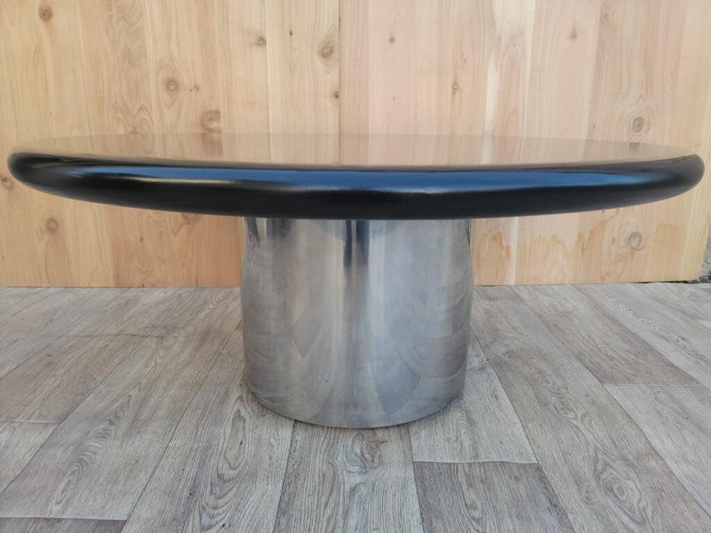 Mid Century Modern Vico Magistretti Style Bull Nose Edged Resin Top Coffee Table