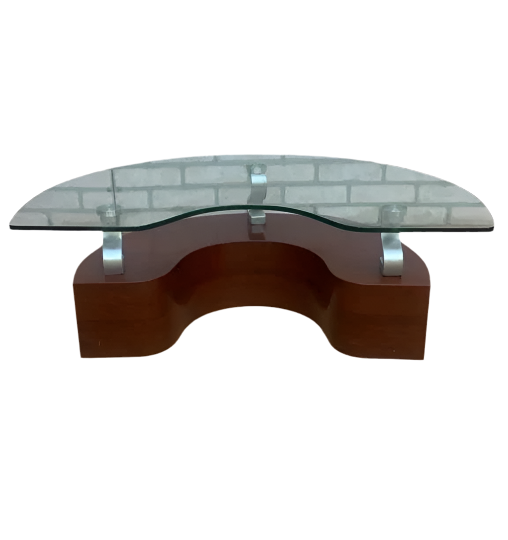 Contemporary Modern Curved Glass Coffee Table