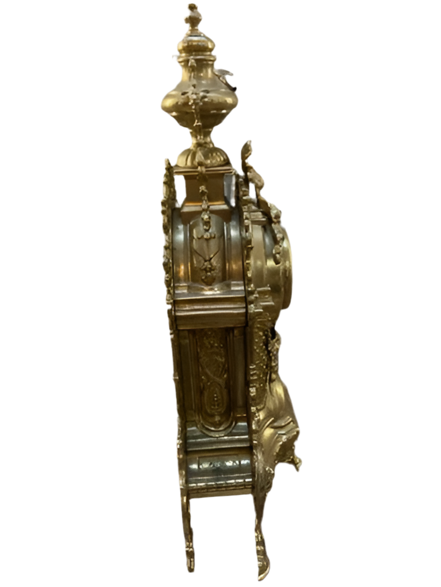 Vintage Victorian Style Ornate Mantle Clock and 2 Candelabras - Garniture Set