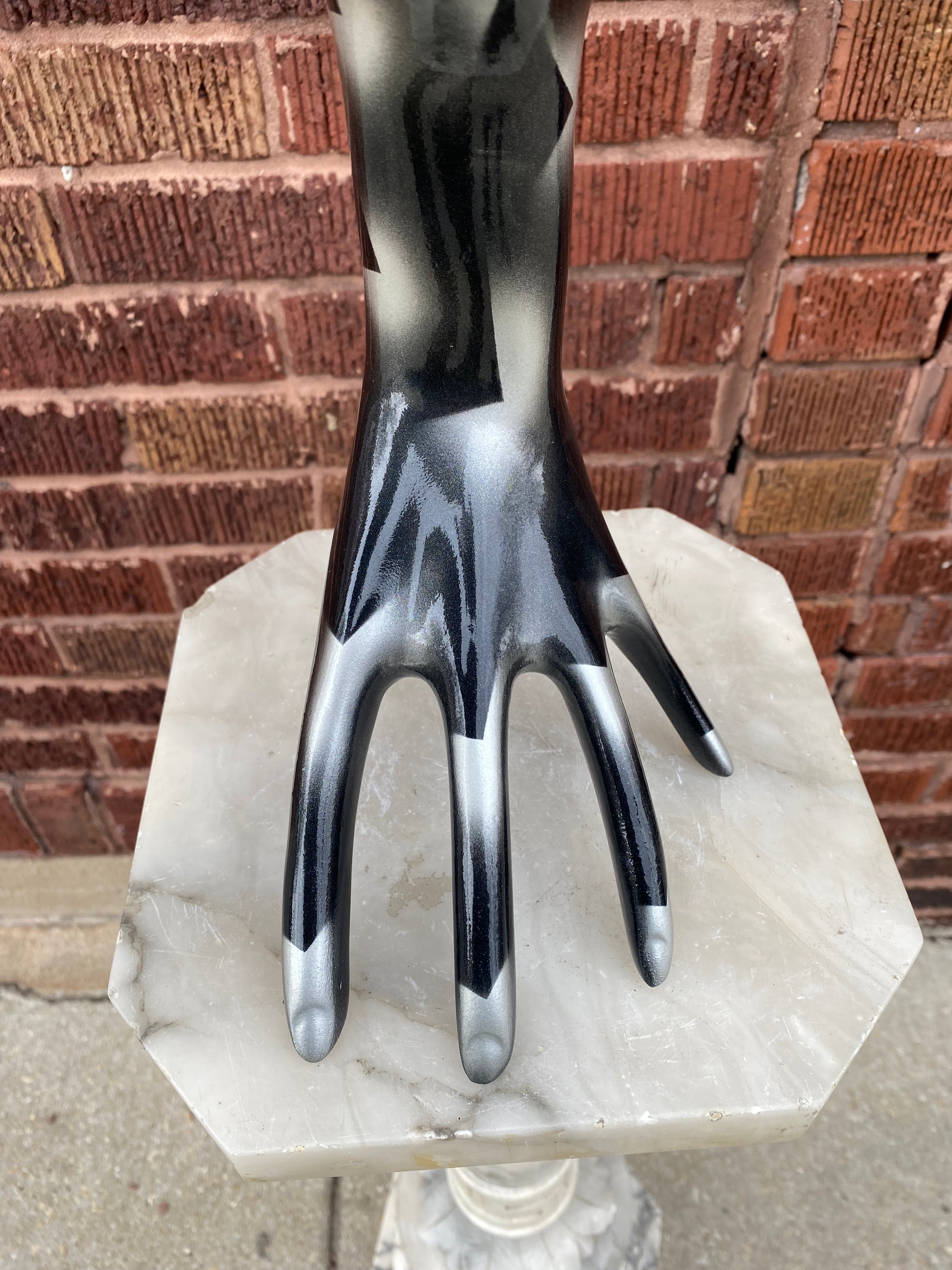 Head-in-Hand 1990s Short Black and Silver Sculpture