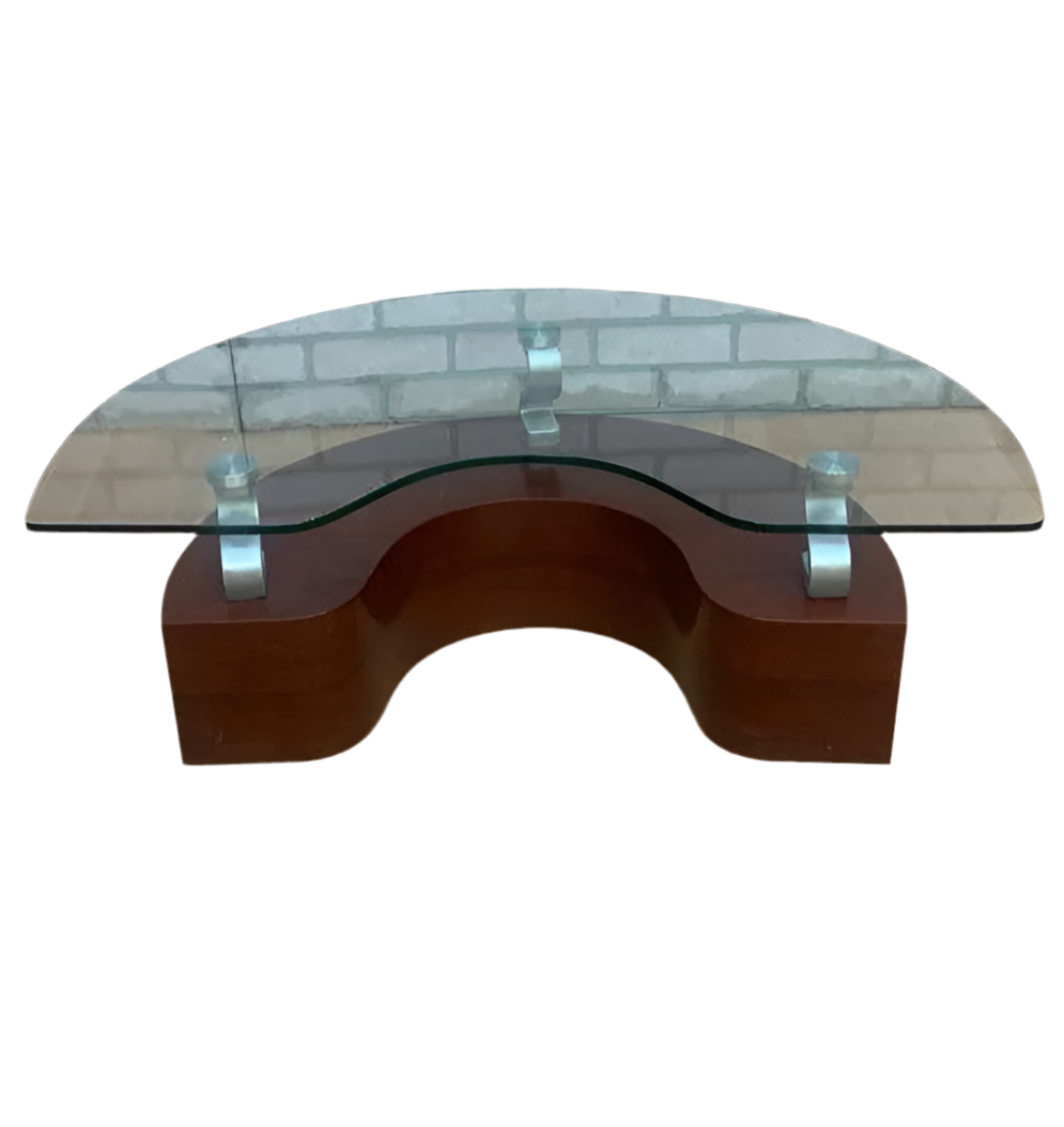 Contemporary Modern Curved Glass Coffee Table