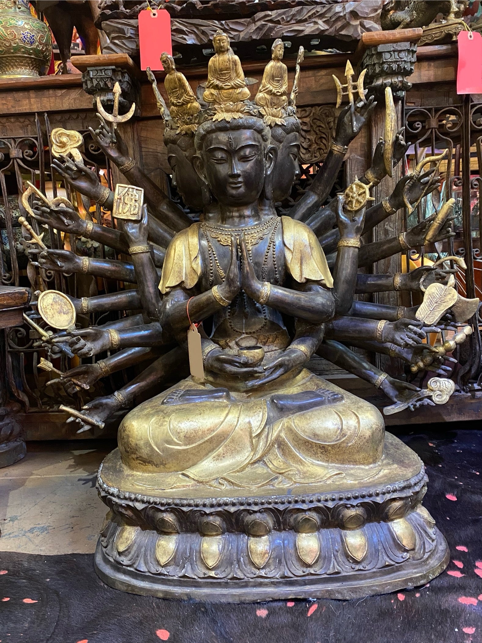 Antique Tibetan Praying Crowned Buddha