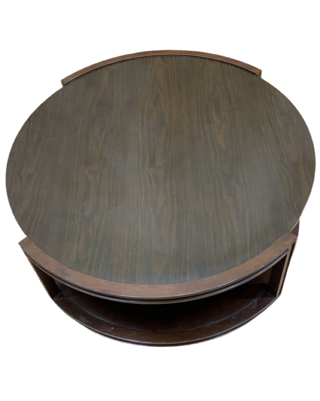 Vintage Two Tier Round Wood Coffee Table on Casters