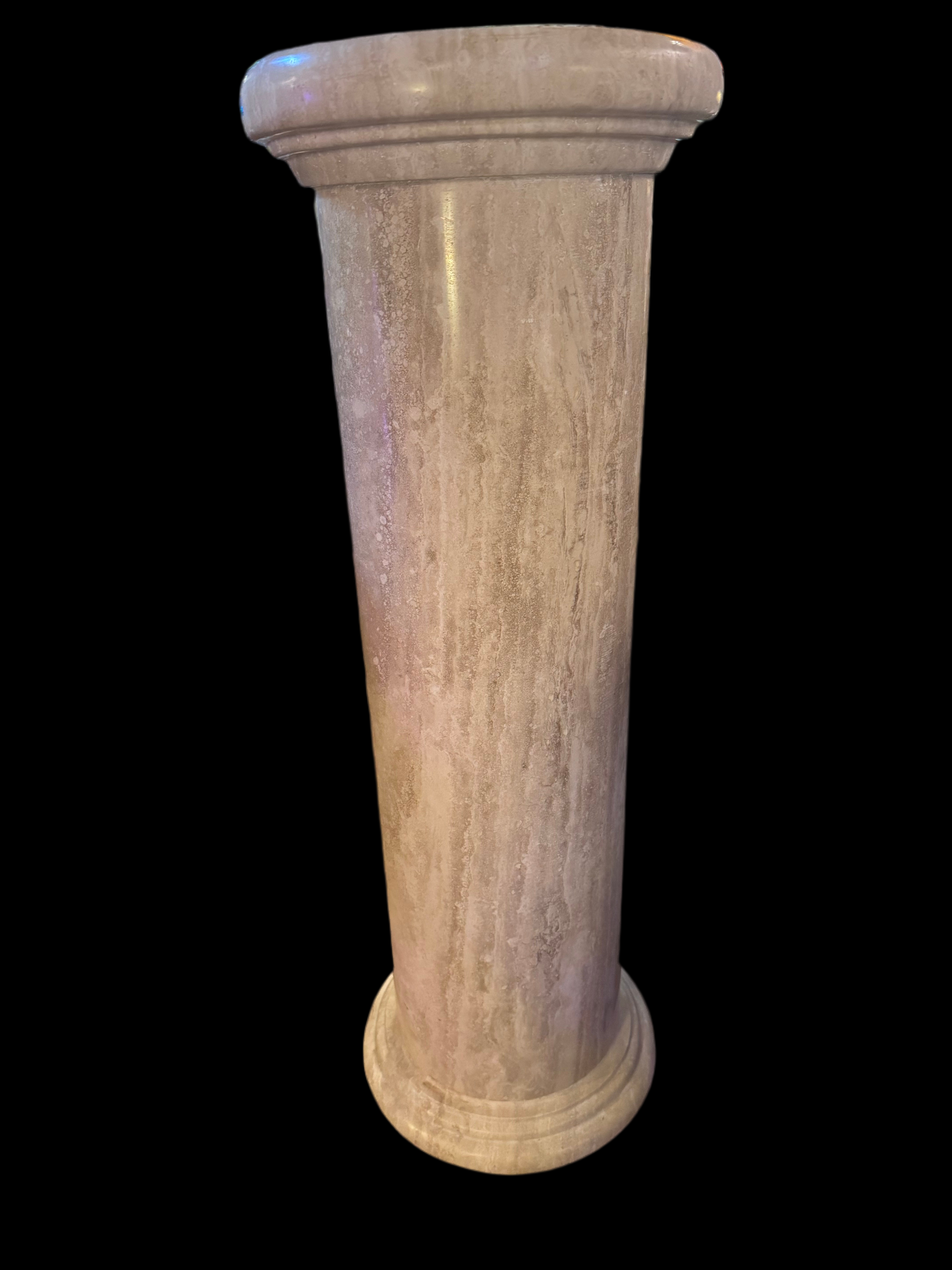 Vintage Italian Column Shaped Marble Pedestal Stand