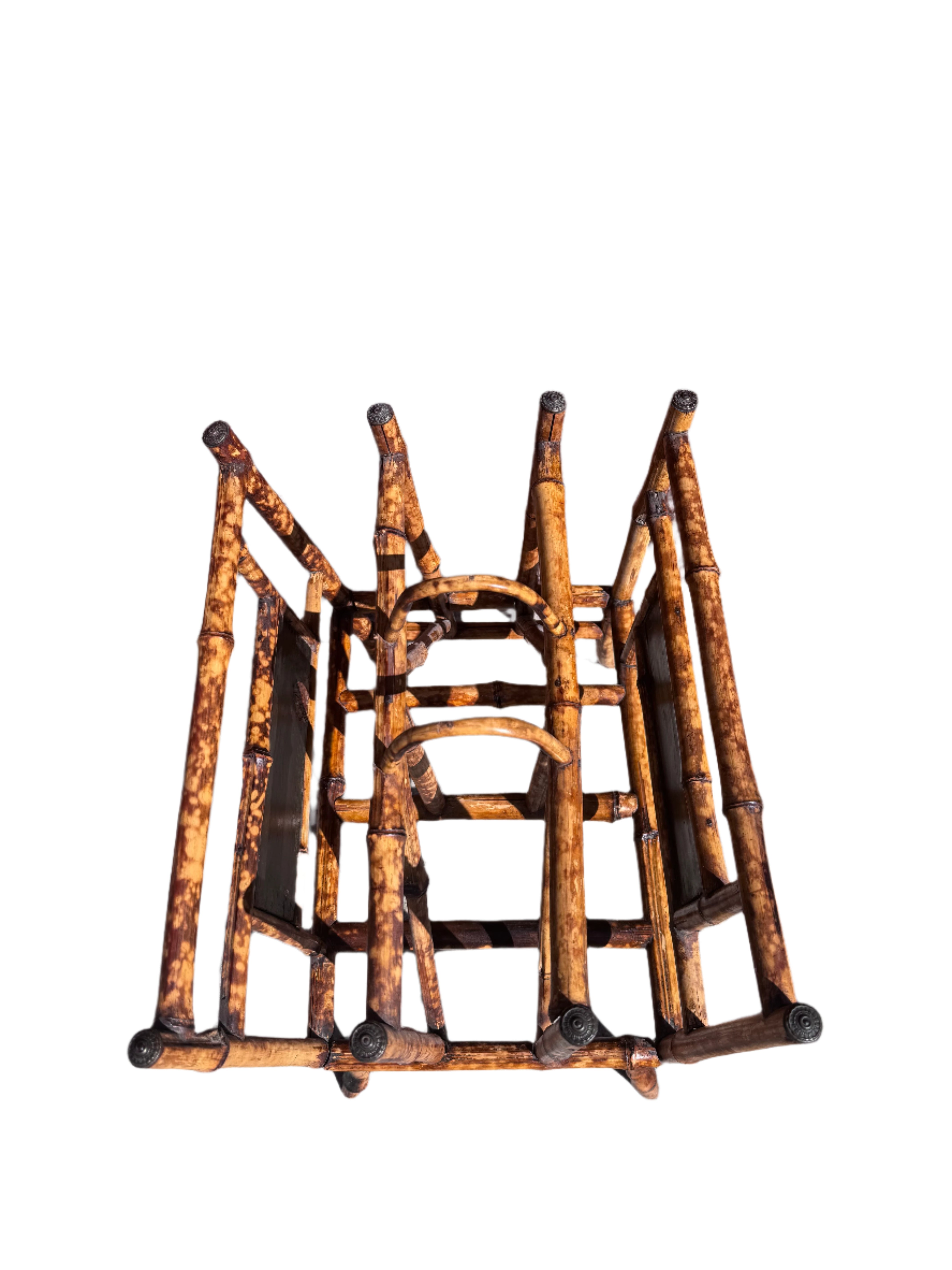 Antique Asian Style Bamboo Carved Magazine Book Rack Holder