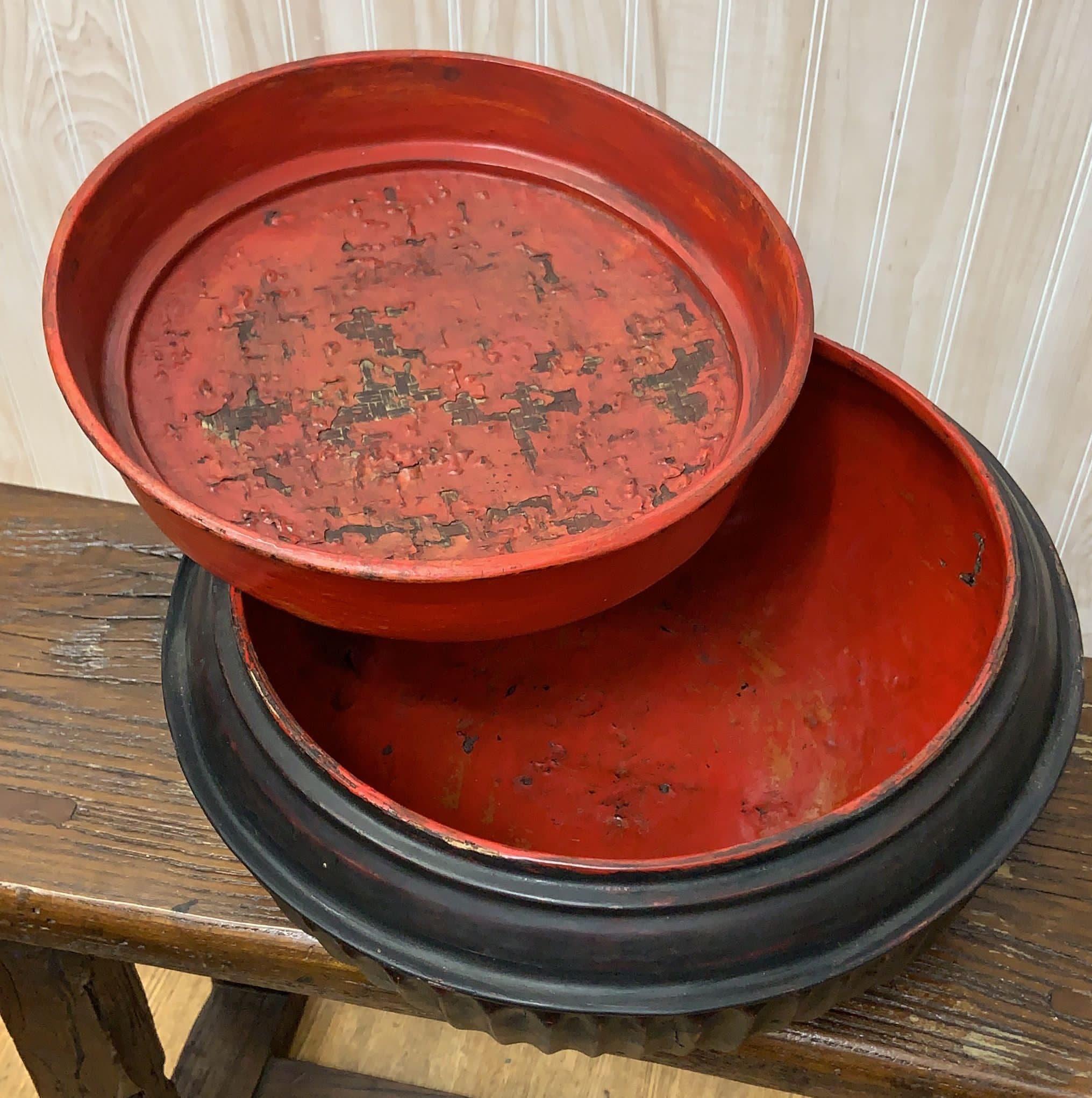 Antique Burmese Black Monk Offering Bowl Set
