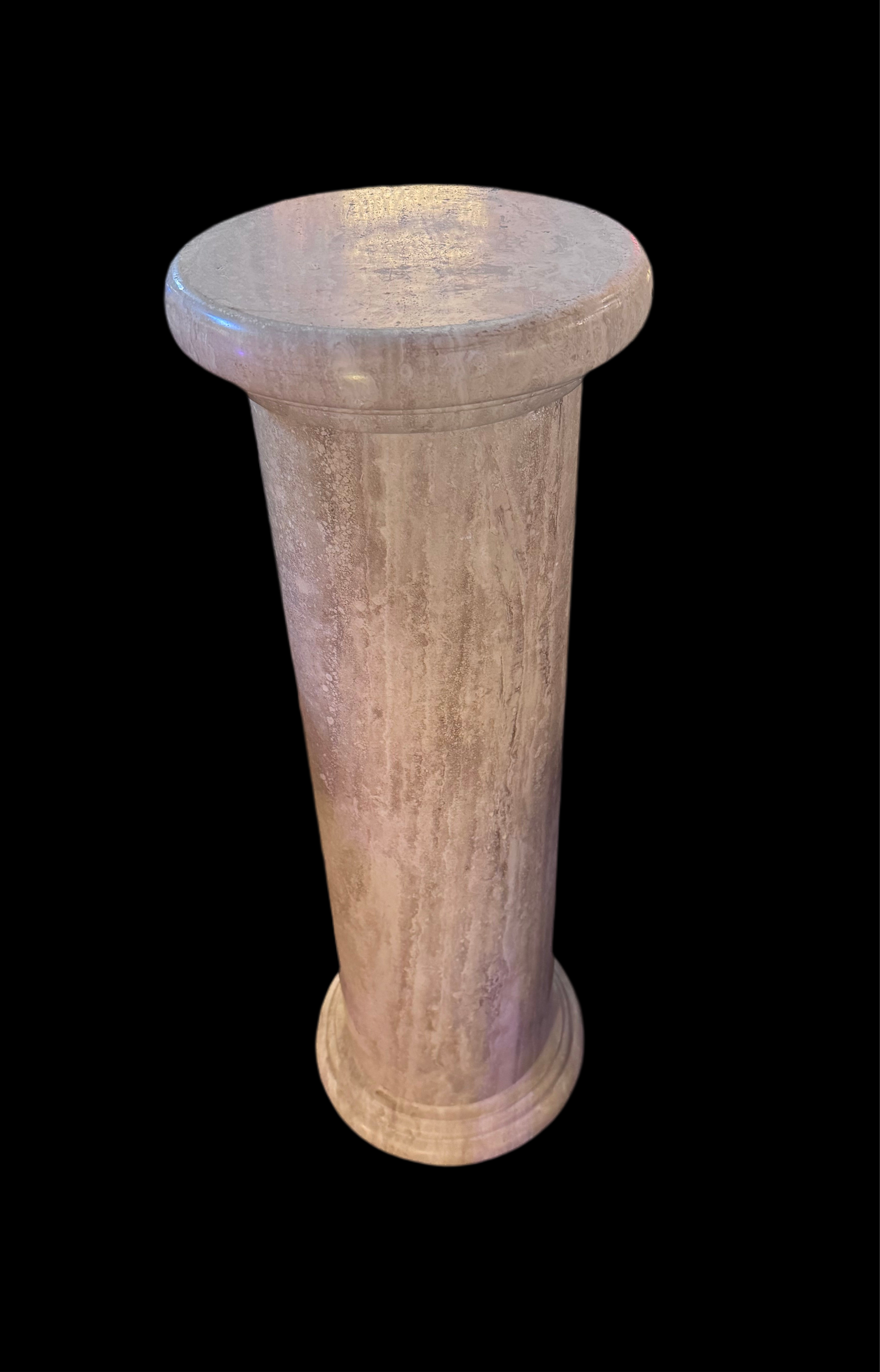 Vintage Italian Column Shaped Marble Pedestal Stand