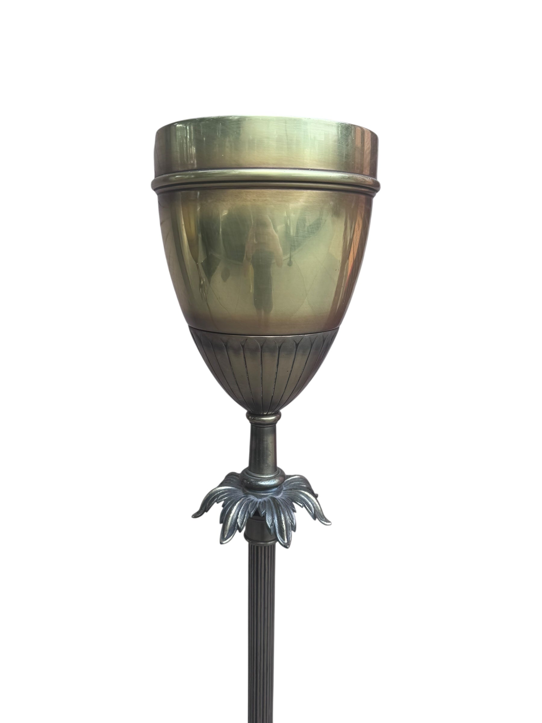 Hollywood Regency Brass Uplight Torchiere Floor Lamp - Pair