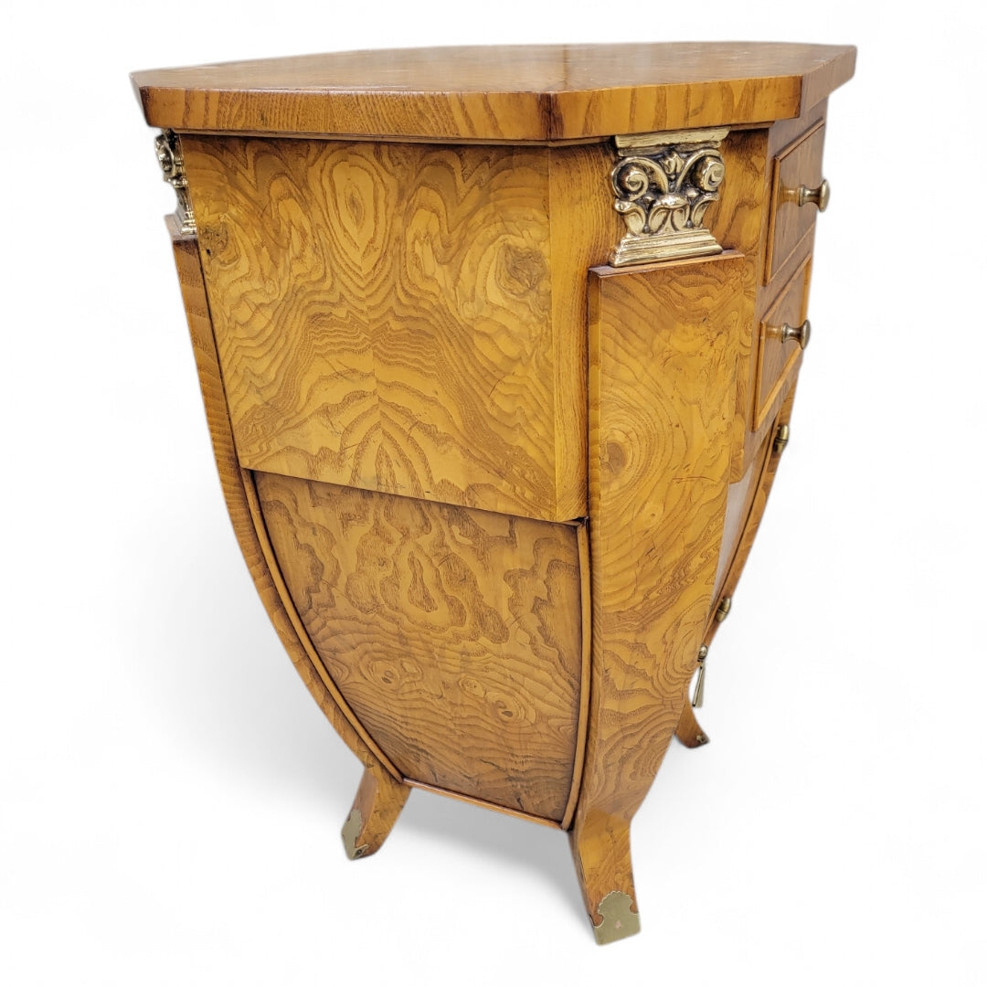 Art Deco Burled Storage Side Table Nightstand by William Switzer