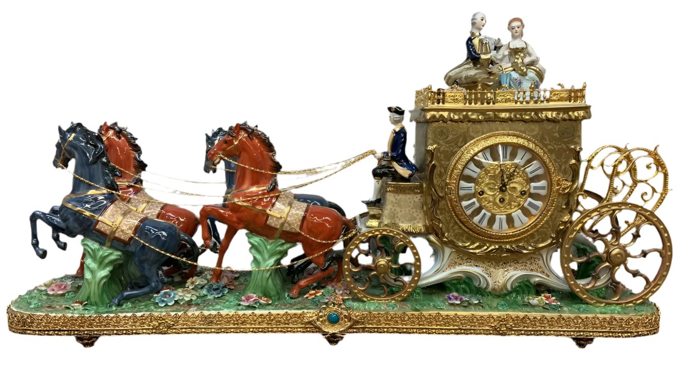 Antique Franz Hermle Monumental Capodimonte Style Vienna Porcelain Sculpted Mantel Clock/Centerpiece
