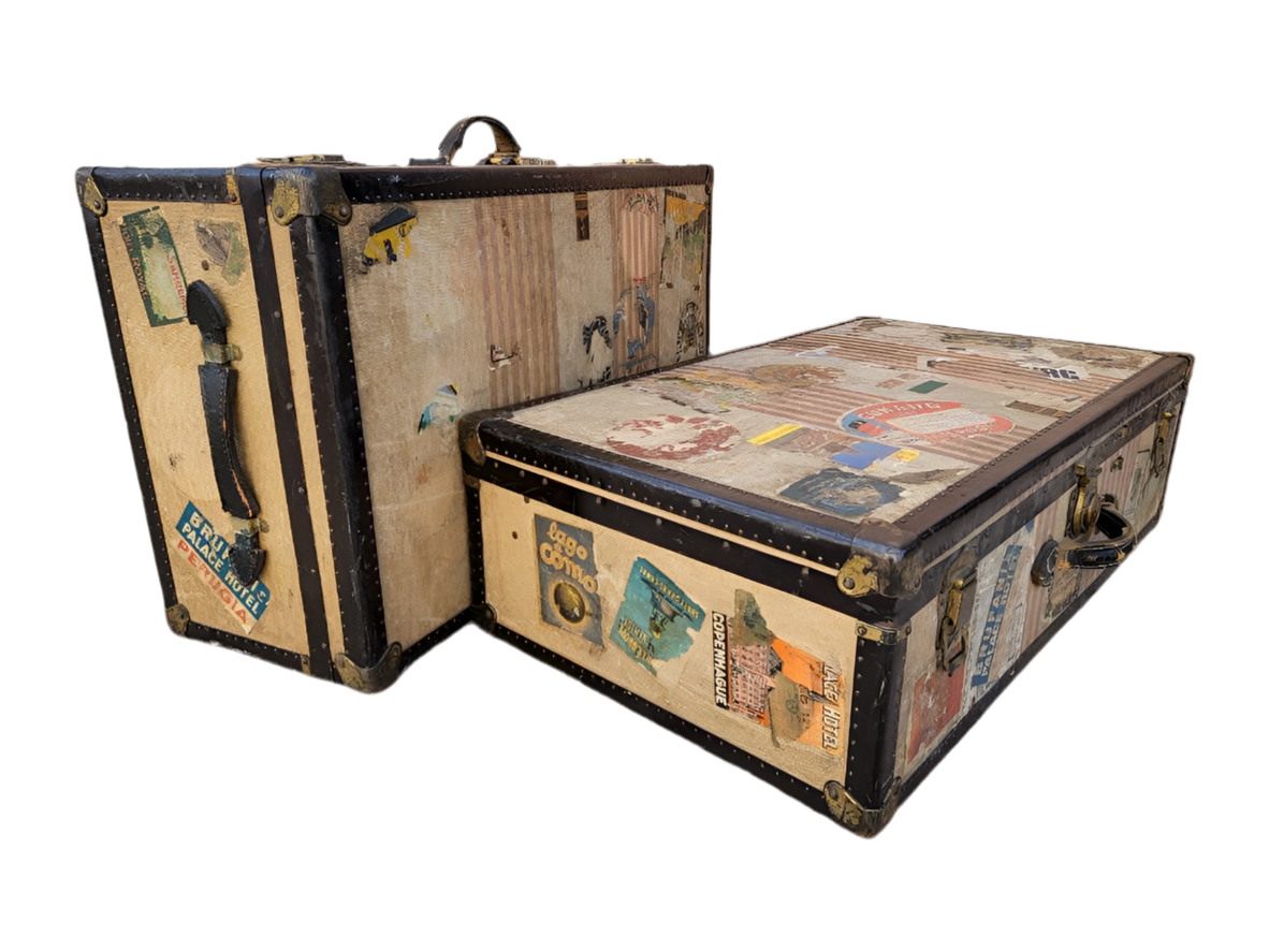Vintage Trunk Style Travel Luggage - Set of 2