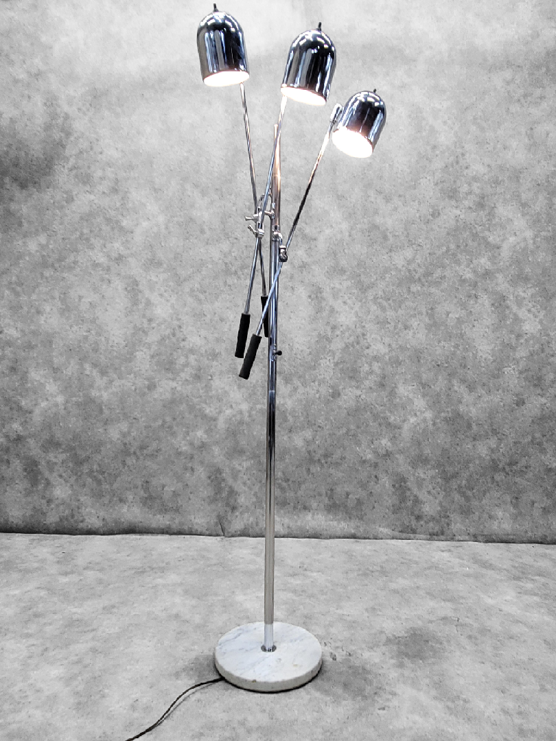 Mid Century Modern Chrome and Marble Triennale Floor Lamp for Arredoluce