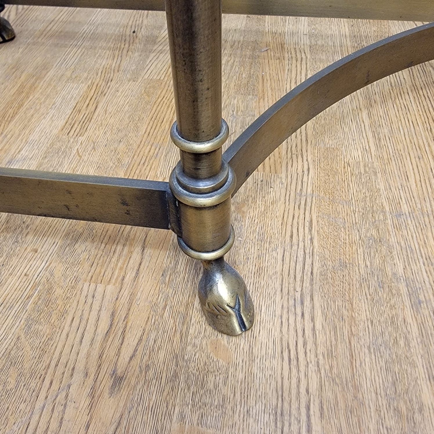 Hollywood Regency Maison Jansen LaBarge Style Brass Glass Top Console Table