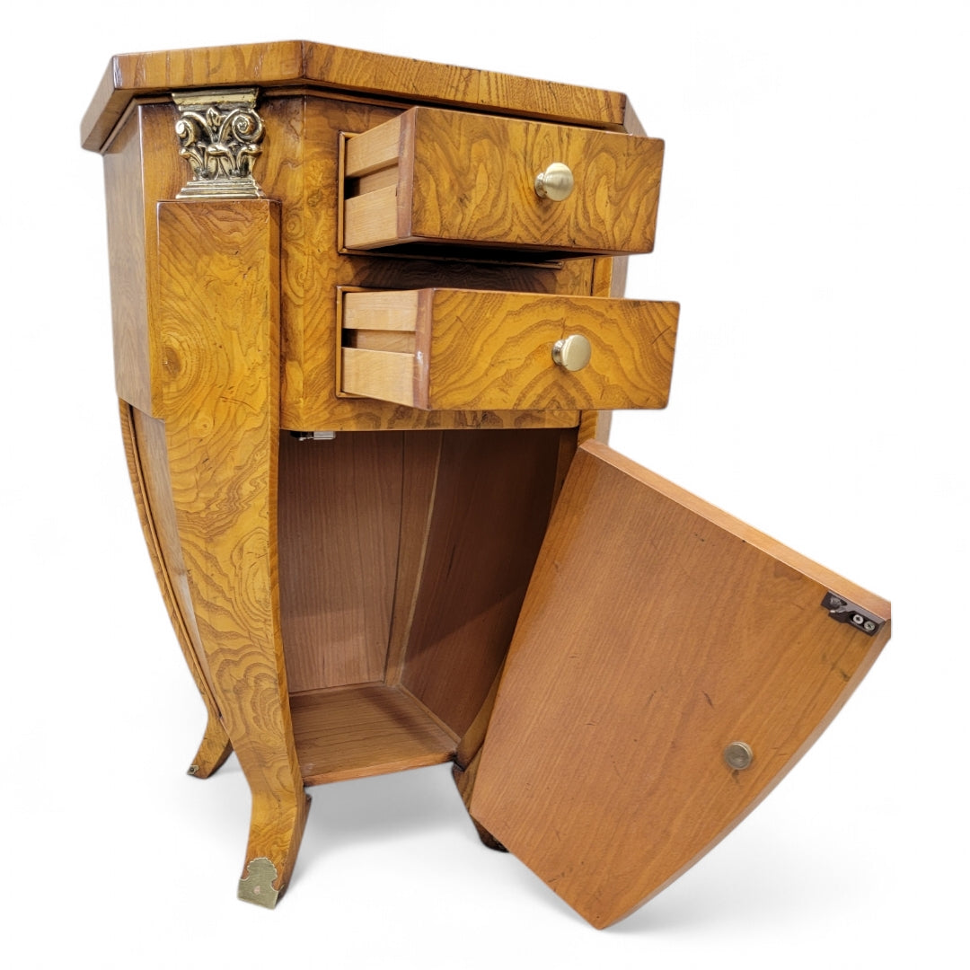 Art Deco Burled Storage Side Table Nightstand by William Switzer