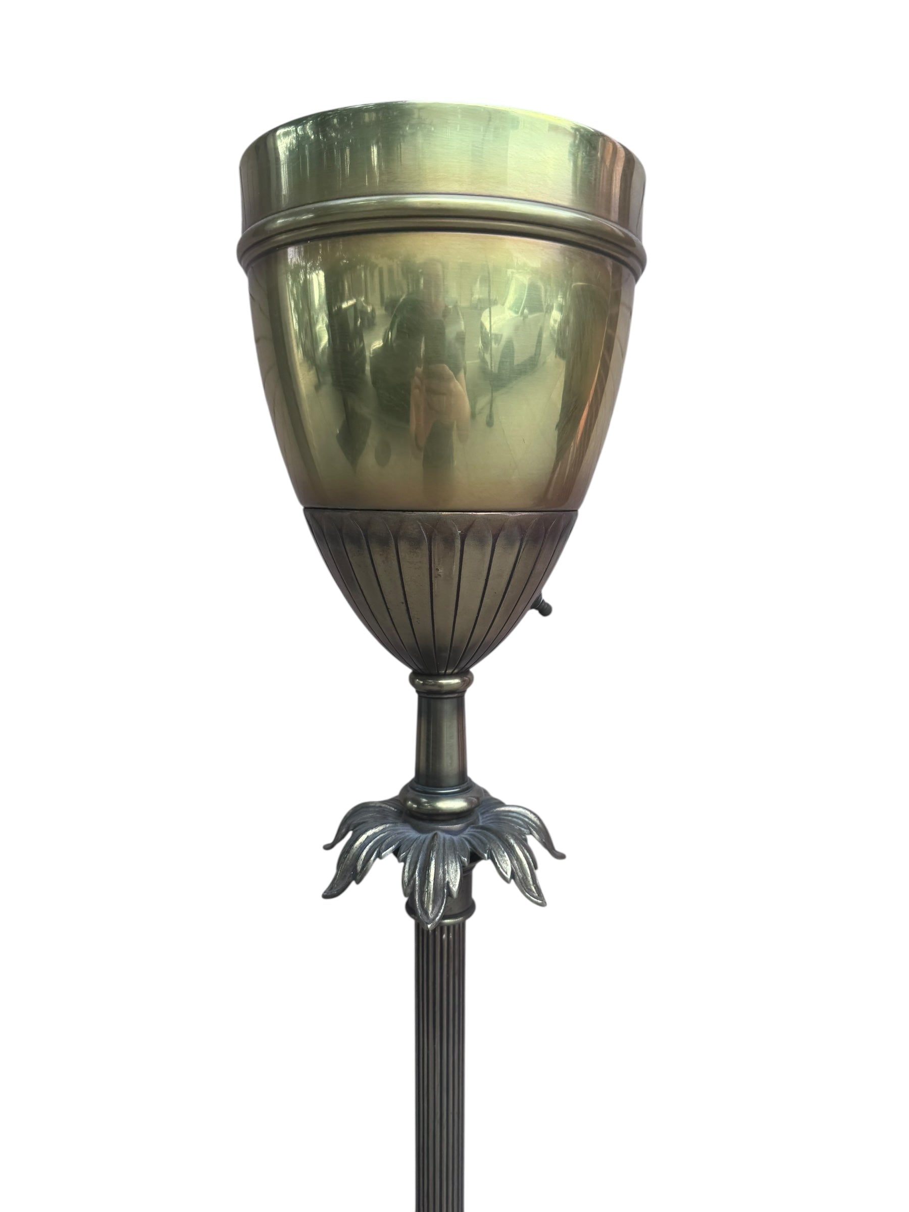 Hollywood Regency Brass Uplight Torchiere Floor Lamp - Pair