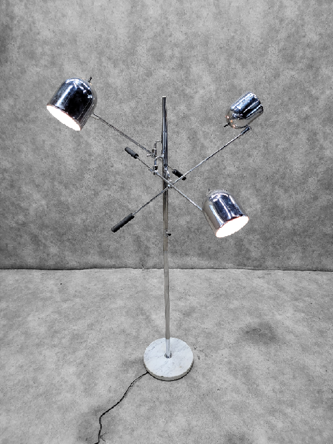 Mid Century Modern Chrome and Marble Triennale Floor Lamp for Arredoluce