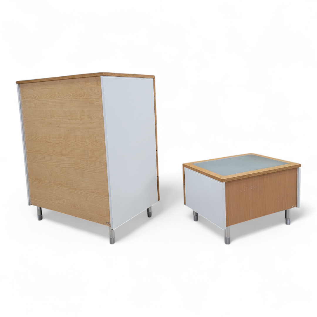 Postmodern Italian Frosted Glass Dresser with Side Chest