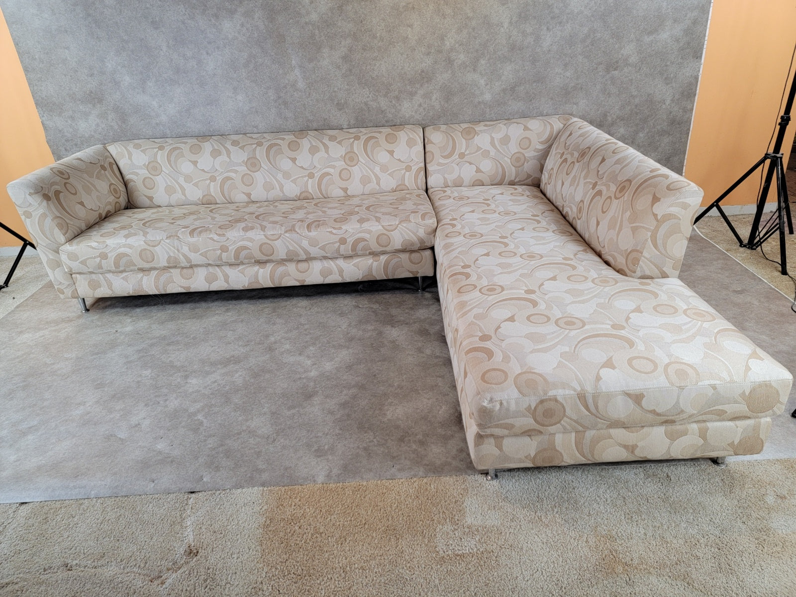 Postmodern L-Shaped Chaise Sofa by Carsons Sectional Sofa