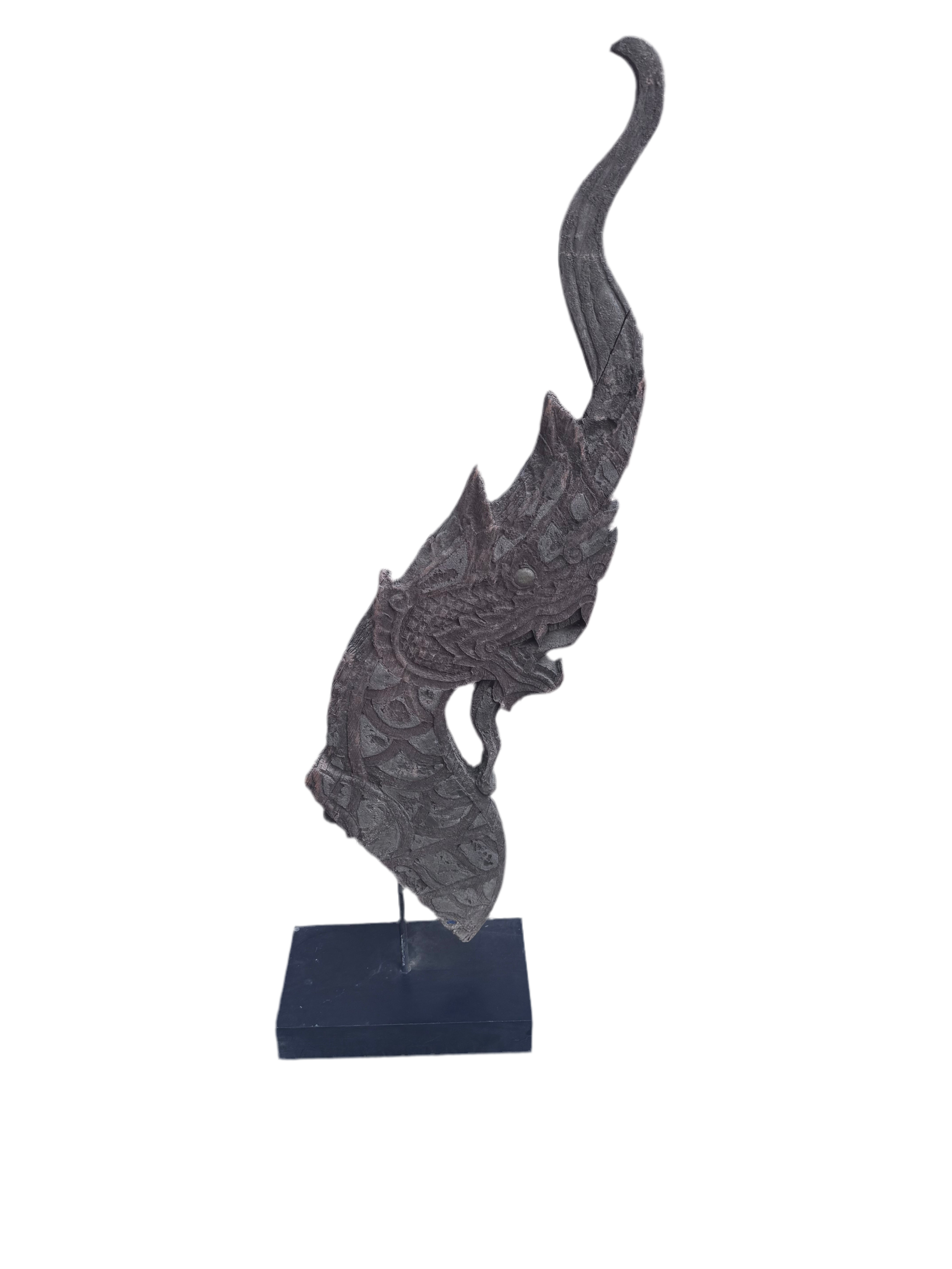 Antique Thai Naga Temple Finial on Stand