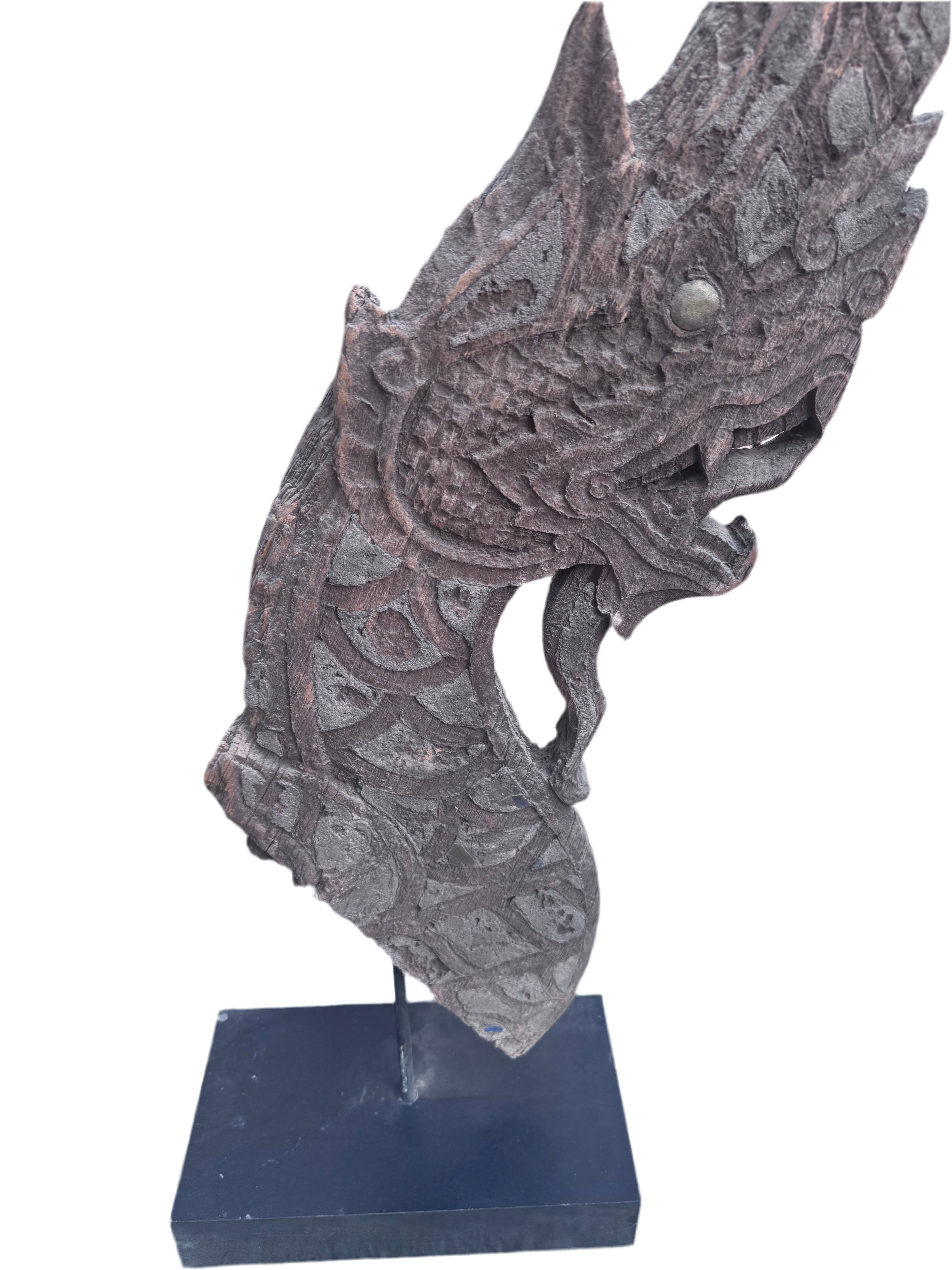 Antique Thai Naga Temple Finial on Stand