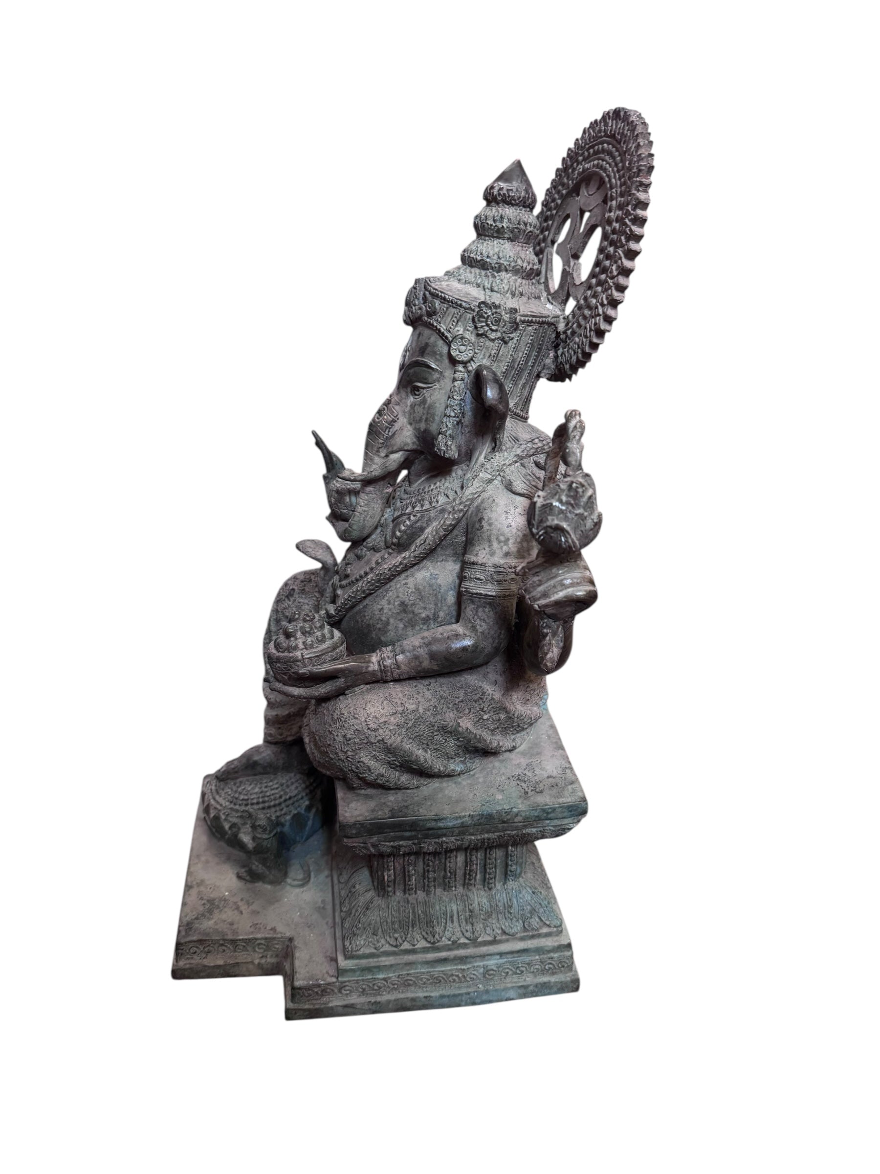 Antique Ganesha Statue Hindu Elephant God War Religious