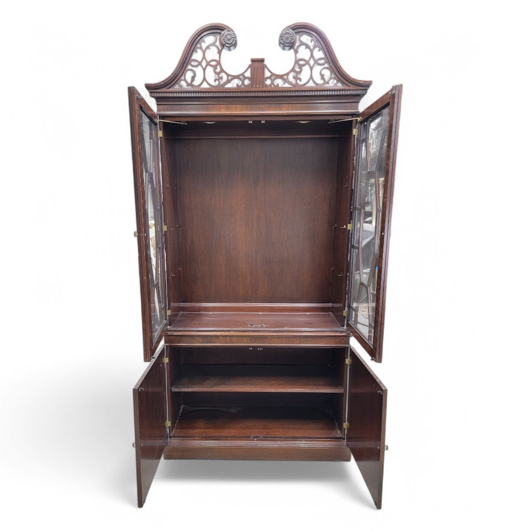 Antique Federal Style Flame Mahogany Display China Cabinet by Councill