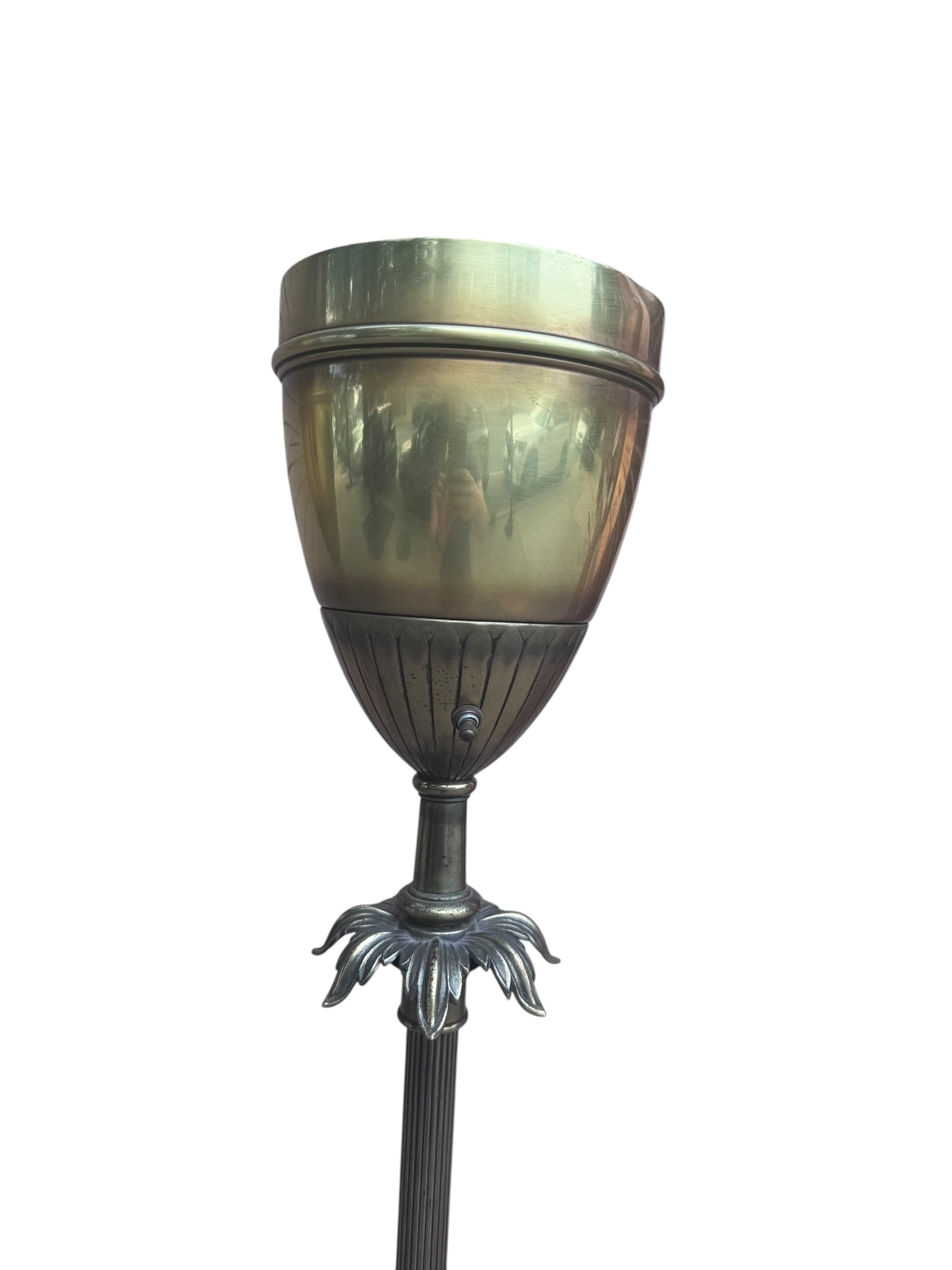 Hollywood Regency Brass Uplight Torchiere Floor Lamp - Pair