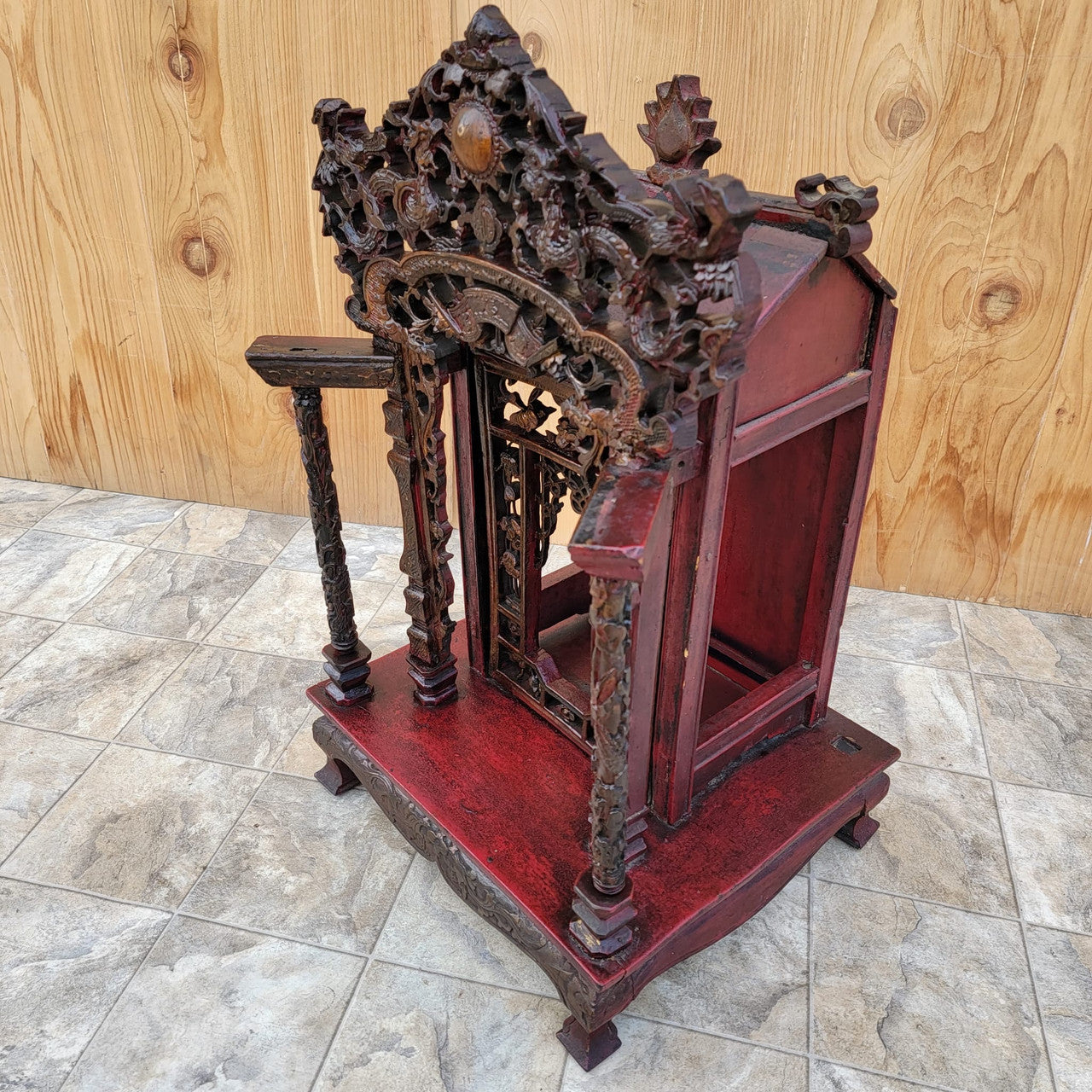 Antique Authentic Chinese Carved Ornate Shrine