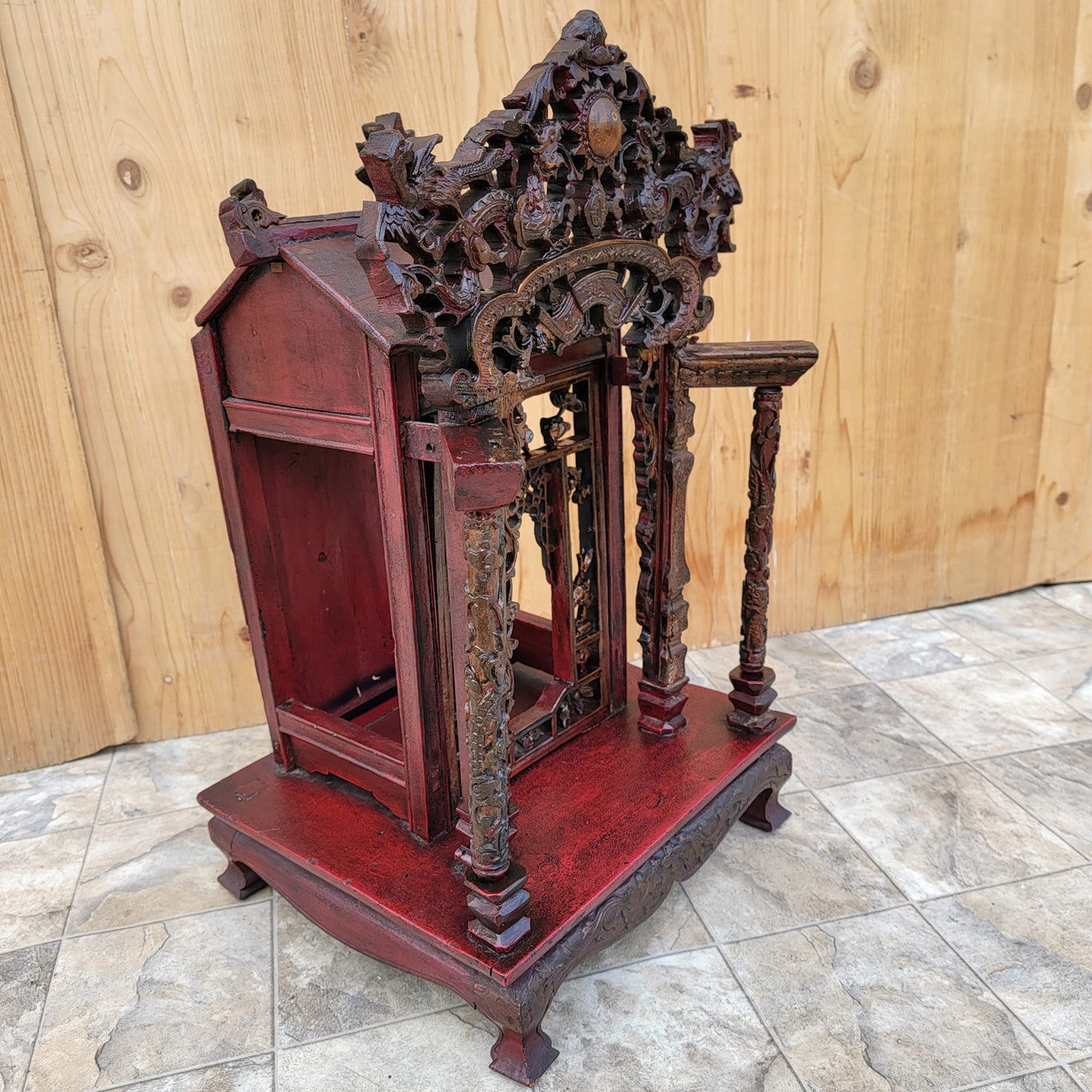Antique Authentic Chinese Carved Ornate Shrine