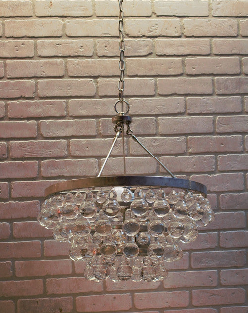 Mid Century Modern Chandelier with Glass Pear Shaped Pendalogues by Kalmar