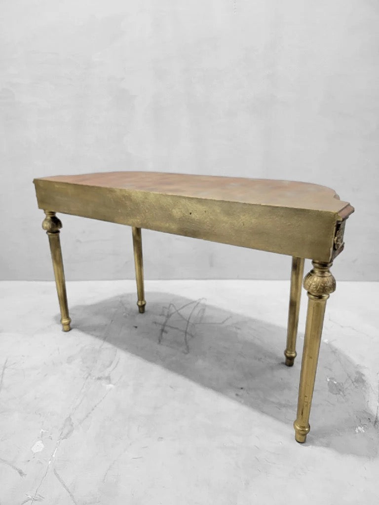 Vintage French Louis XVI Style Gold Gilt Demilune Console Table