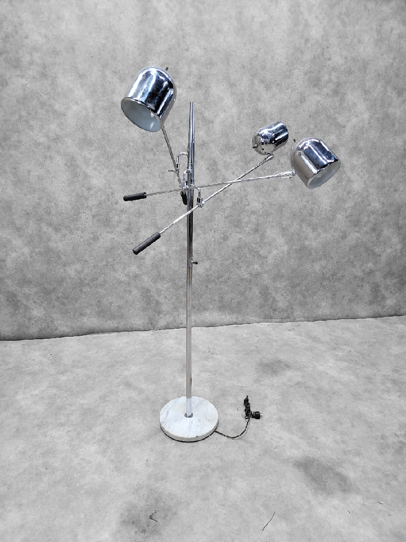 Mid Century Modern Chrome and Marble Triennale Floor Lamp for Arredoluce