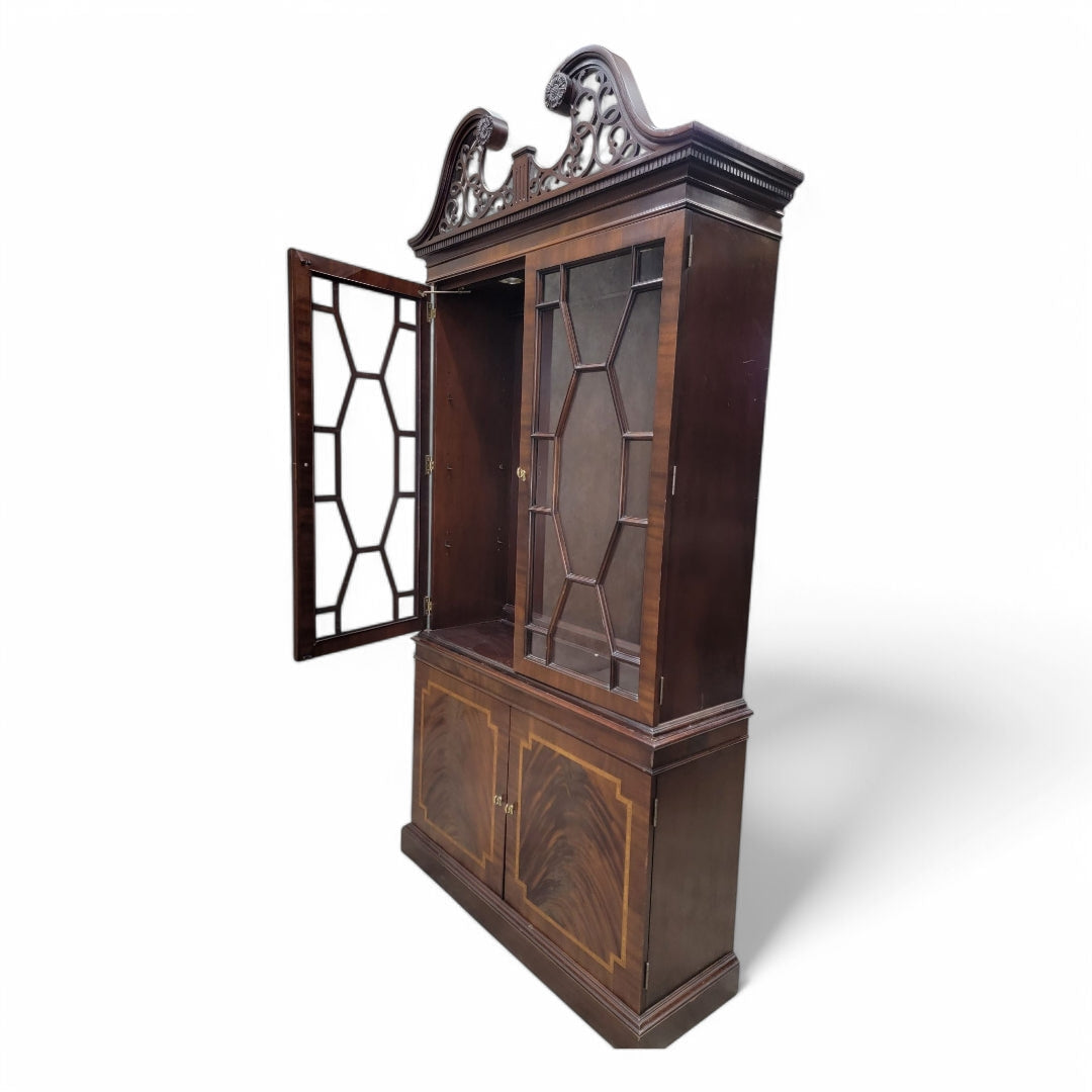 Antique Federal Style Flame Mahogany Display China Cabinet by Councill