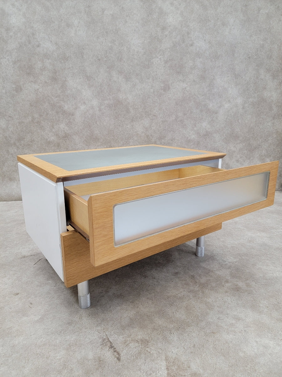 Postmodern Italian Frosted Glass Dresser with Side Chest