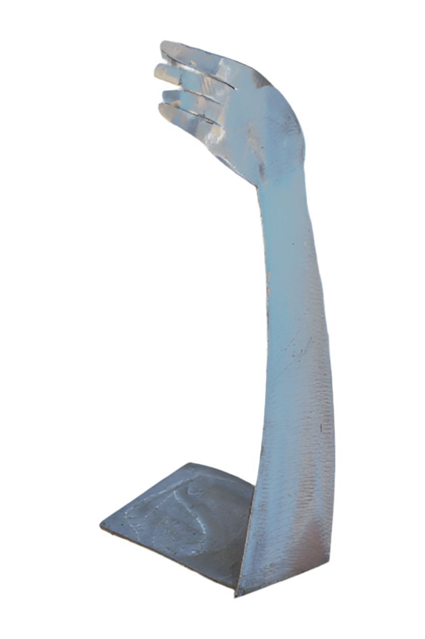 Vintage Modernist Brushed Stainless Steel Hand Sculpture