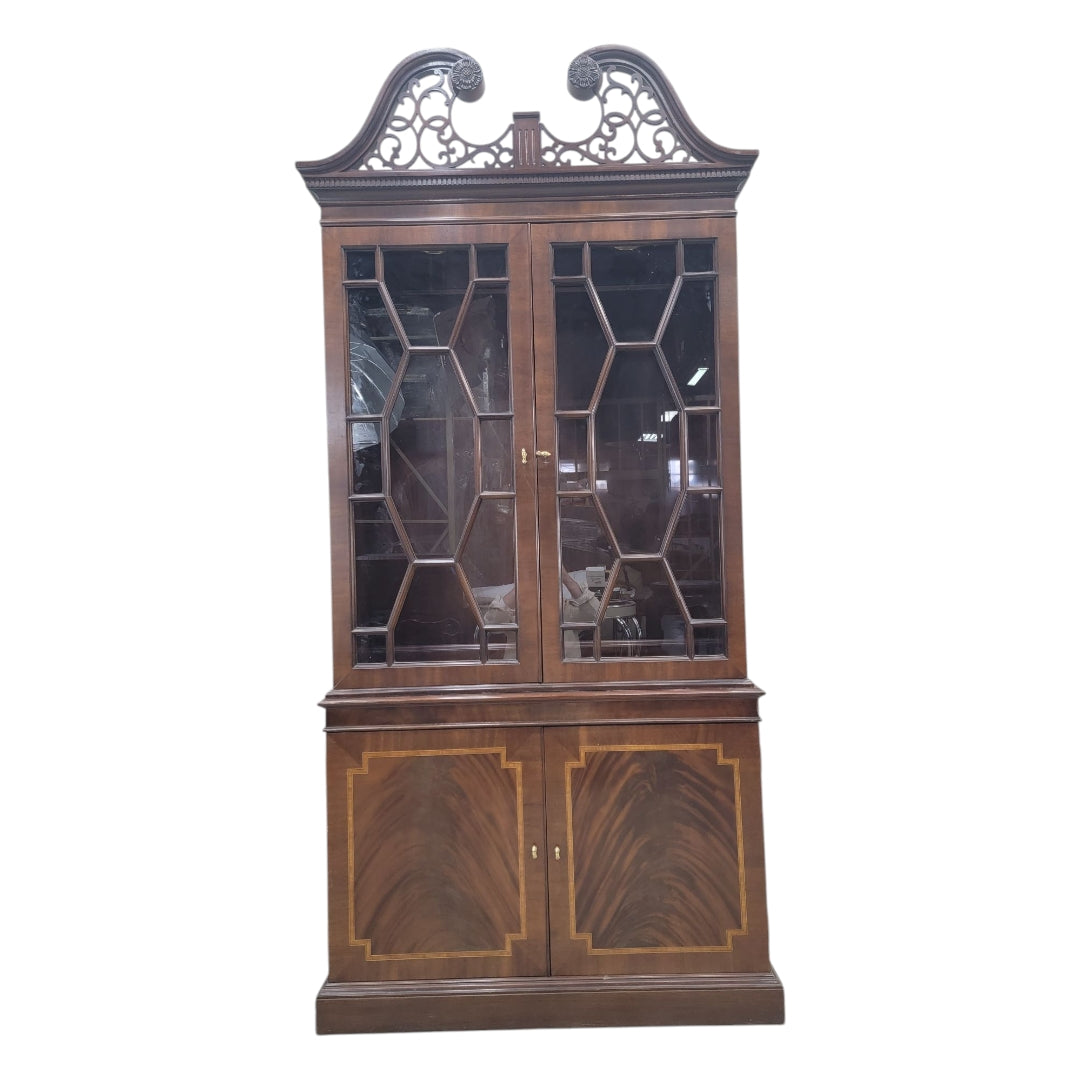 Antique Federal Style Flame Mahogany Display China Cabinet by Councill