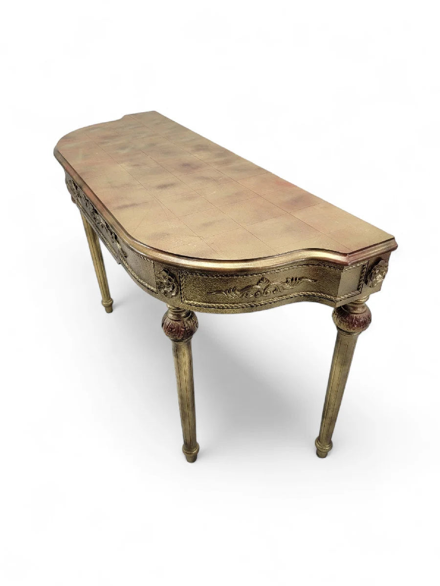 Vintage French Louis XVI Style Gold Gilt Demilune Console Table