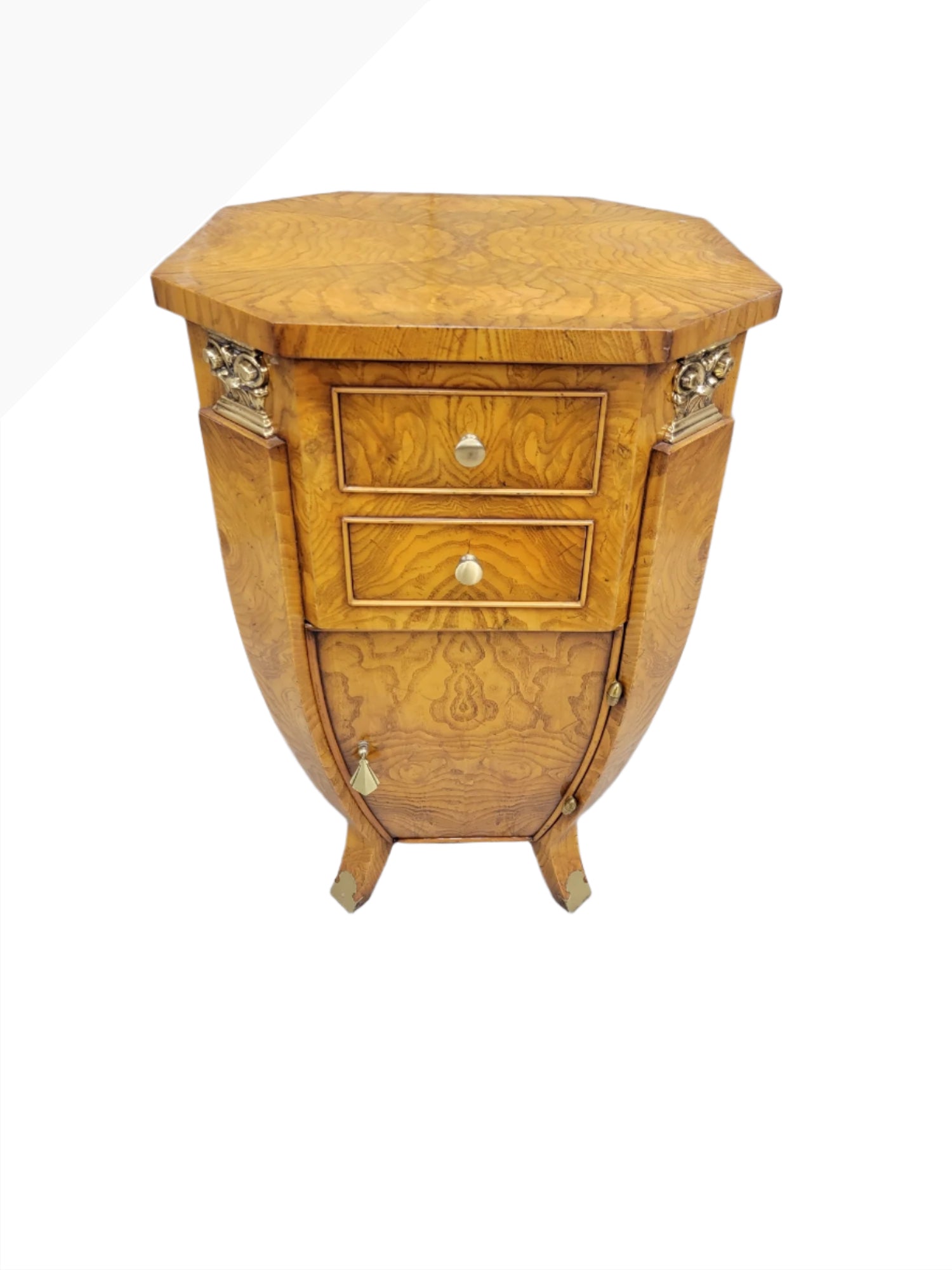 Art Deco Burled Storage Side Table Nightstand by William Switzer