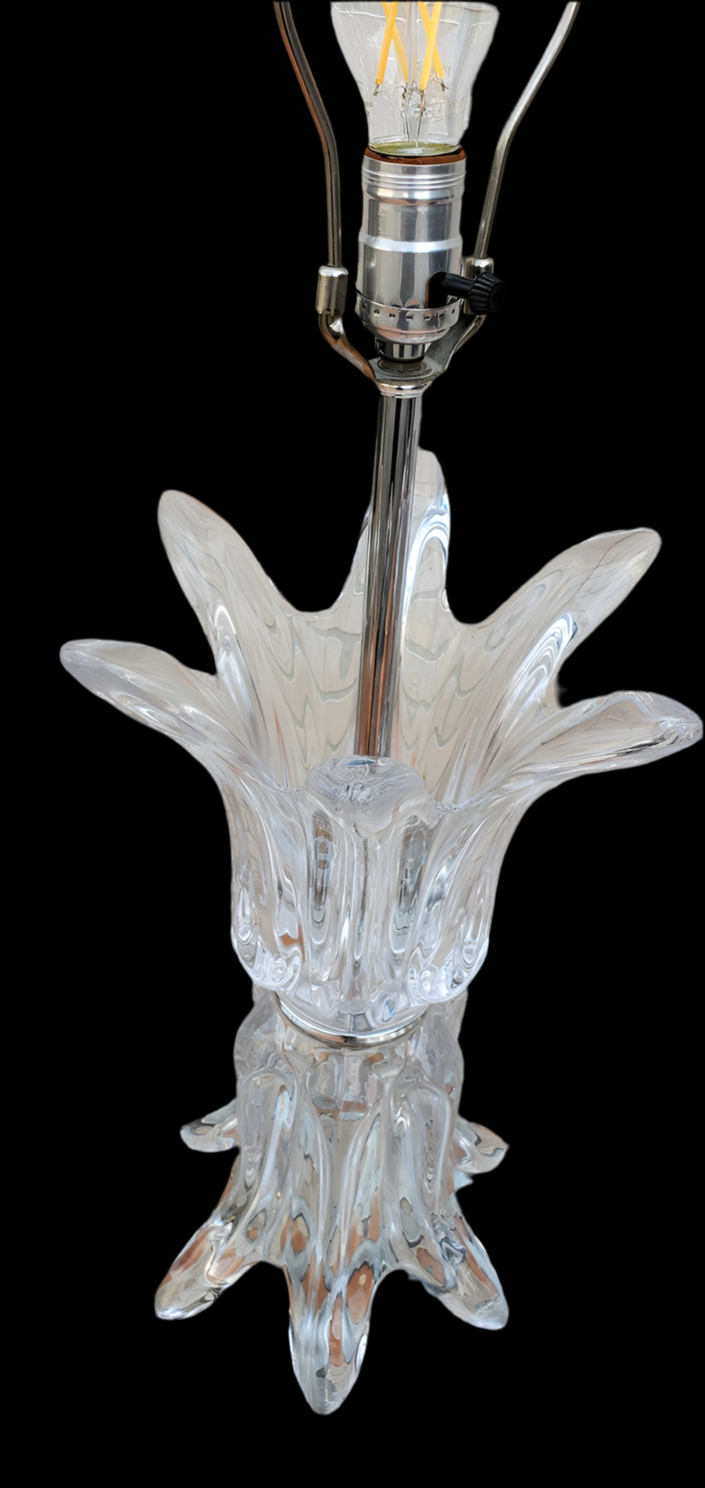 Hollywood Regency French Art Vannes Crystal Table Lamps - Pair