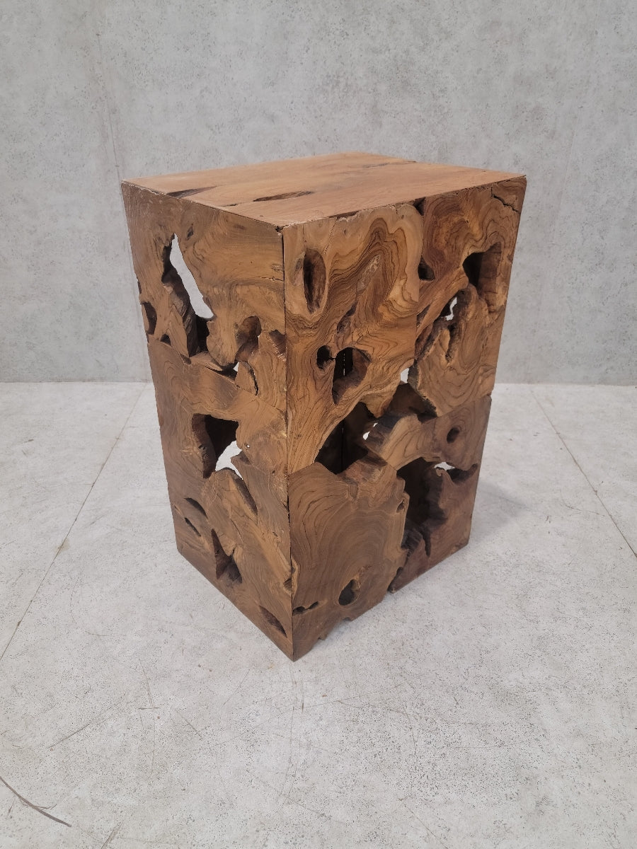 Vintage Modernist Organic Burl Wood Pedestal/Side Table