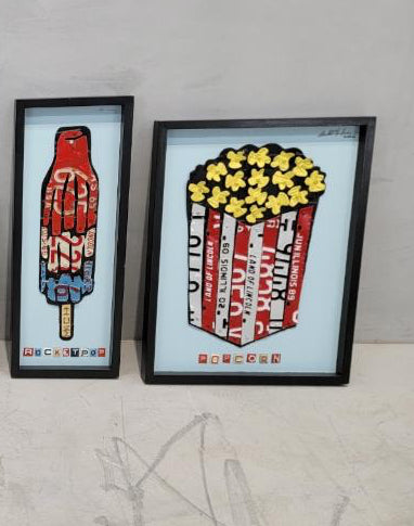 Artist Derek Christensen Original License Plate Popcorn Pop Art, Wall Art Signed