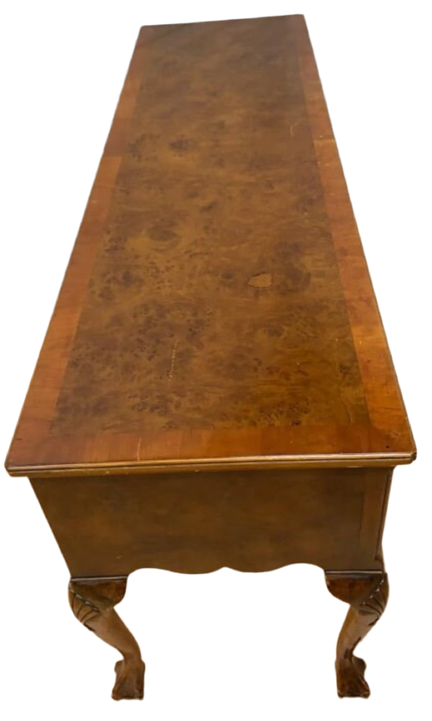 Antique Victorian Burlwood Sideboard with Claw and Ball Feet
