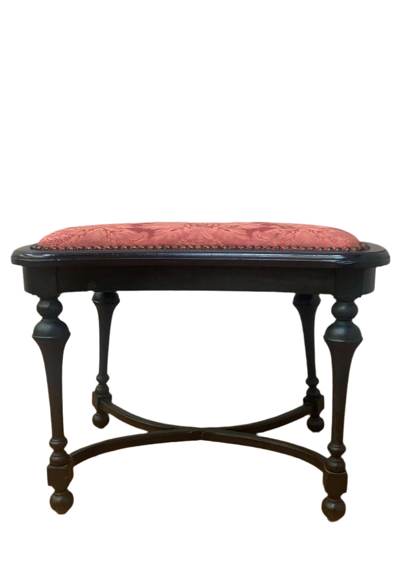 Antique Ebonized Stool Bench with Nail Head Finish